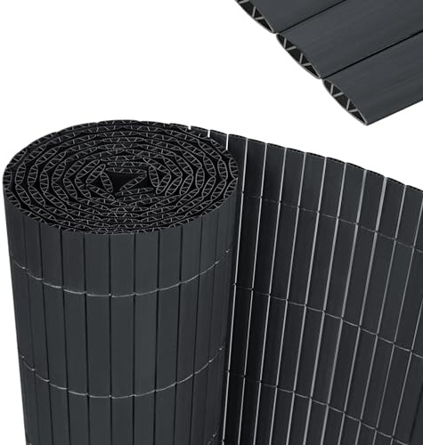 YRHome 180x500cm PVC Sichtschutzmatte Stabile W-Form Sichtschutzzaun Balkon Balkonsichtschutz Sichtschutz mit Kabelbindern Windschutz Wetterfest UV-beständig für Garten Terrasse, Anthrazit