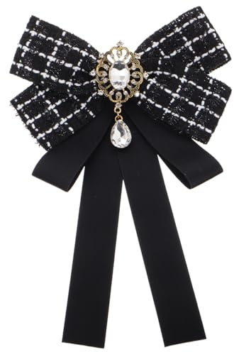 VALICLUD Elegante Schleifenbrosche Für Damen Mit Funkelnden Strasssteinen Schwarze Fliege Anstecknadel Für Mantel Kleid Und Hemd Vielseitiges Modeaccessoire 8.58X5.59X1.18In