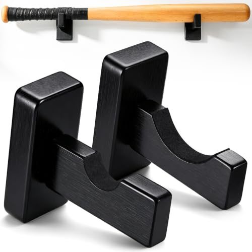 TOBWOLF 2PCS Baseballschläger-Vitrine, Baseballschläger-Aufhängerhalter | horizontaler Wandschläger für Baseballschläger, Baseballschlägerhalterung, für Zuhause, Büro und Sportzimmer - Schwarz