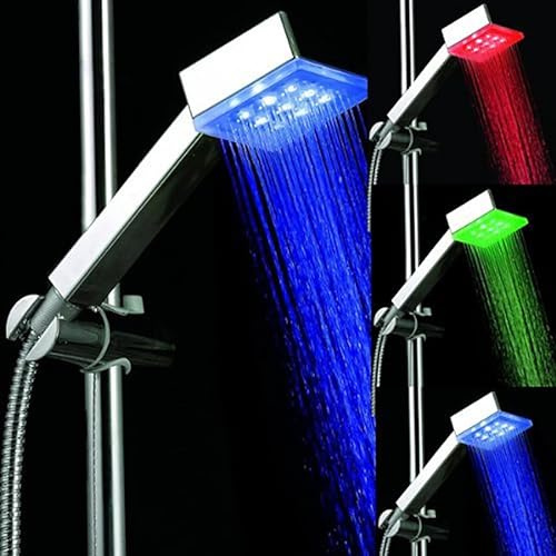 LED Duschkopf shower head Brausekopf mit LED Beleuchtung automatischem Farbwechsler durch Wasserkraft