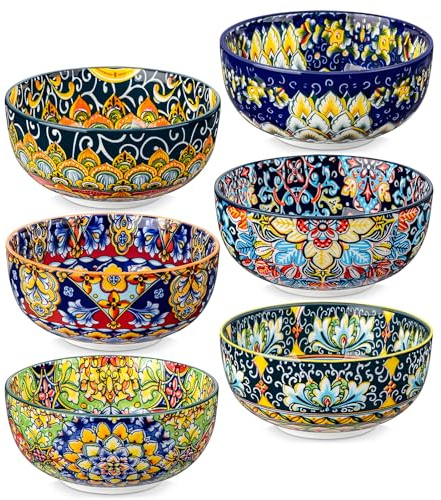 vancasso Müslischalen aus Porzellan, SIMI 6-teiliges Schüsselset, Suppenschalen, Salatschüssel, Pastaschalen, Schalen Set, Mehrfarbig