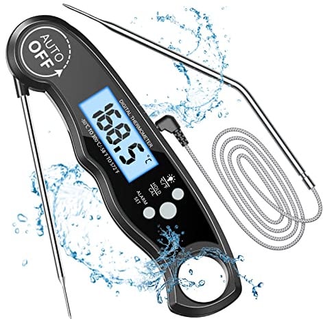 CIRYCASE Fleischthermometer Digital, Sofort Ablesbares Bratenthermometer Grillthermometer, Externe Sonde mit 2 Lange Sonde & Magnet, Alarmfunktion, Thermometer Laborthermometer für Küche, BBQ, Ofen