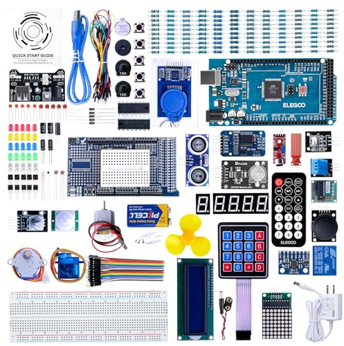 ELEGOO MEGA-R3 Ultimate Starter-Kit Kompatibel mit Arduino IDE Projekt | Umfangreicher Baukasten mit deutschem Tutorial, MEGA-R3 Mikrocontroller-Platine und reichlich Elektronikzubehör