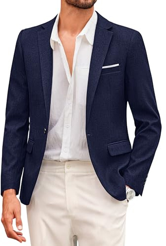 COOFANDY Herren Sakko Sportlich Modern Freizeit Blazer 1 Knopf Anzugjacken für Männer Regular Fit Casual Jackett Marineblau XXL