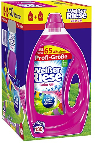 Weißer Riese Color Gel in Profi-Größe (130 Waschladungen), Color Waschmittel Großpackung für Industrie & Gewerbe, Waschmittel wirkt extra stark gegen Flecken