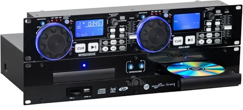 Pronomic CDJ-230 Doppel DJ CD Player - Dual CD MP3 Player mit separatem Controller - USB und SD - Pitch Bender und DSP-Effekte - Seamless Loop - 19 Zoll Rackformat - Schwarz