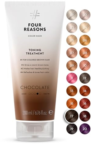 FOUR REASONS Color Mask, Chocolate (27 Colors) – Hair Gloss & Color Depositing Conditioner – Semi Permanent Hair Toner for Color-Treated Hair Color For Women – Vegan & Cruelty-Free – 200 ml