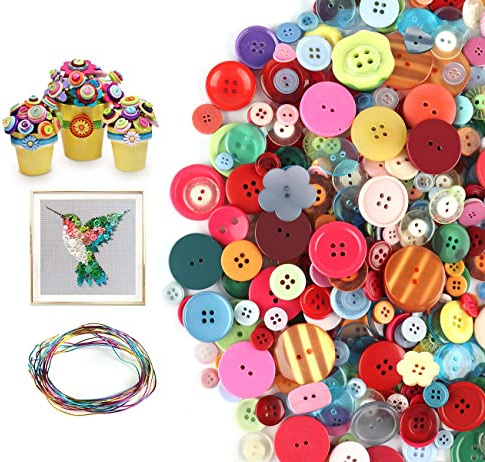ilauke 1200 Stück Bunte Knöpfe, Farbige Handknöpfe aus Harz | Verschleißbeständig, Kratzfest Astelknöpfe Ideal für Basteln Nähen DIY Basteln Painting Geschenk Deko & Kleidungsdekoration