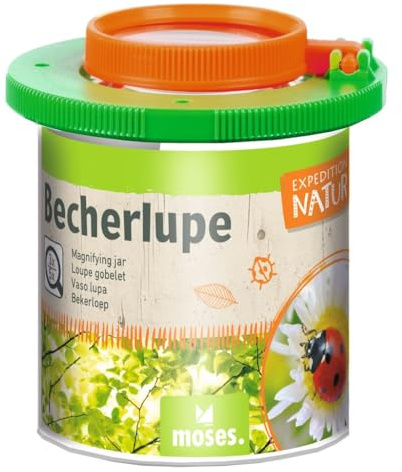 moses. Expedition Natur Becherlupe, Lupendose mit Lupendeckel für 3-Fach & 5-Fach Vergrößerung, Lupendose zur Beobachtung von Insekten, für Kinder