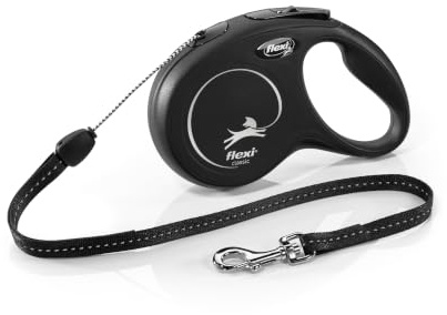 flexi® Classic S Hunde Roll-Leine, 8m Seil, schwarz | Die original flexi® Leine – seit 1973 in Deutschland hergestellt, für Hunde bis 12 KG