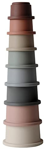 mushie Stapelbecher Spielzeug | Stapelturm mit 8 bechers | Für Babys und Kinder | Hergestellt in Dänemark | BPA FREI (Original)