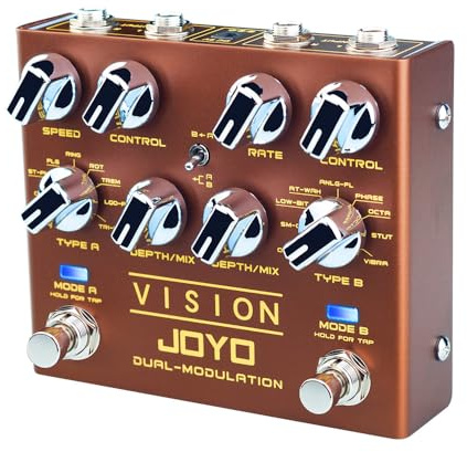 JOYO Modulation Multieffektpedal R Series Zweikanal Stereo mit 9 Effekten für E-Gitarre (Vision R-09)