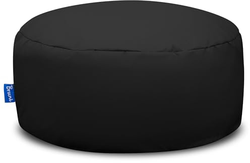 Bruni Pouf Sitzhocker M in Schwarz – runder Sitzpouf, Indoor und Outdoor als Fußhocker, Yoga-Sitzkissen, Meditationskissen geeignet, in Deutschland gefertigt