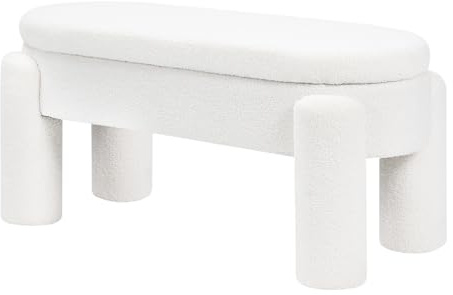 WOLTU Sitzbank mit Stauraum, Polsterbank aus Teddystoff, 114x53x47 cm, Bettbank Schuhbank, Gepolsterte Bank für Wohnzimmer Schlafzimmer Flur Eingang, 250 kg belastbar, Weiß