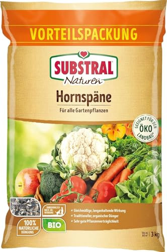 Substral Naturen Bio Hornspäne, 3 kg, natürlich organischer Stickstoffdünger mit Sofort- und Langzeitwirkung