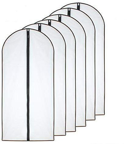HomeClean Mottenfeste Kleidersäcke 60cm x 120cm (6er Pack) Schwarze Seite Atmungsaktive Klare Kleidersäcke mit durchgehendem Reißverschluss für die Wintermäntel Jacken Kleidung