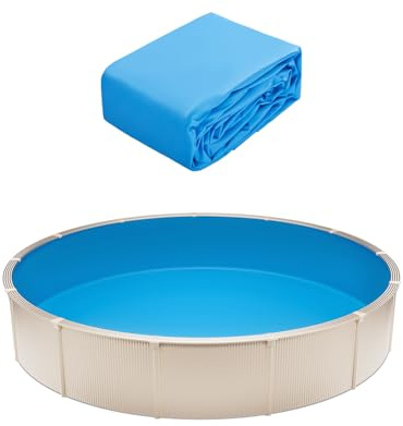 VEVOR Runde Poolfolie, φ 460x120 cm, Innenfolie, Ersatzfolie, Innenhülle, Schwimmbadfolie, Unibead-Stil Standard-Vinylfolie, verschleißfest, für Aufstellpools mit 120 cm Wandhöhe, einfarbig