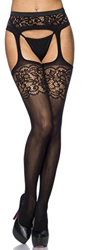 KeyinBox Straps-Stocking - Strumpfhose - Damen - Schwarz - Einheitsgröße S-L