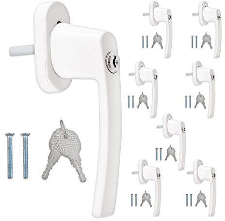 kwmobile Fenstergriffe abschliessbar - 8X Aluminium Fenstergriff - Kindersicherung Fenstersicherung - Stiftlänge 35mm - Fensterschloss Balkontür Sicherung - Fenstergriffe weiß