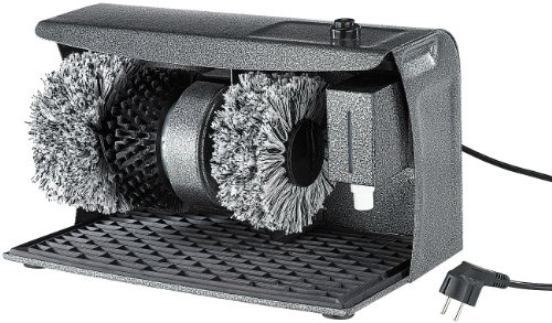 Sichler Haushaltsgeräte Schuhputzmaschine: PROFI Schuhputz-Maschine, Hammerlack, 3 Bürsten, Schuhcreme-Spender (Schuhputzautomat, Geräte zum Schuhe Putzen, Putz)