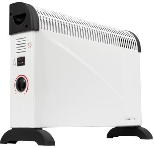 Clatronic® Konvektor-Heizung | Mobile Wärme für Zuhause | Elektroheizung mit 3 Heizstufen | Heizung mit Thermostat | bis zu 40qm | Konvektor mit Überhitzungsschutz | KH 3077 N