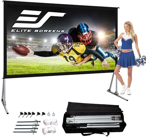 Elite Screens OMS120H2 Yard Master 2 Mobile Outdoor Leinwand, 304 cm (120 Zoll) Weiß/schwarz