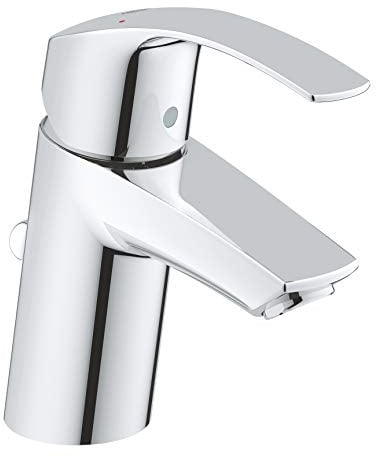 GROHE Eurosmart, Waschtischarmatur, wassersparend (Wasserhahn für das Bad, Badarmatur mit Zugstangen-Ablauf, 15cm hoch, einfache Installation am Waschbecken), chrom, 33265002