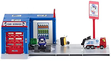 Siku 5507, Werkstatt Car Service, Kunststoff/Metall, Multicolor, Inkl. 2 siku-Fahrzeugen, Viele Funktionen, Bis Maßstab 1:50 bespielbar