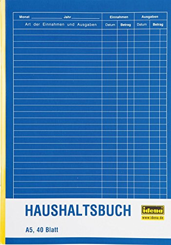 5 Stück Idena 314252 - Haushaltsbuch, DIN A5 doppelseitig, holzfreies Papier, 40 Blatt