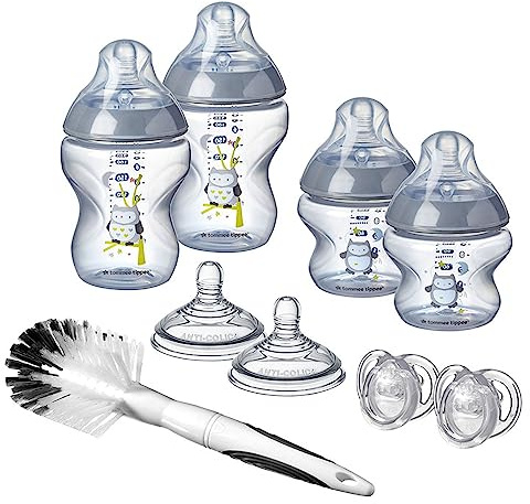 Tommee Tippee Closer to Nature Newborn Baby Bottle Starter Set, Breast-Like Teats with Anti-Colic Valve, Blue