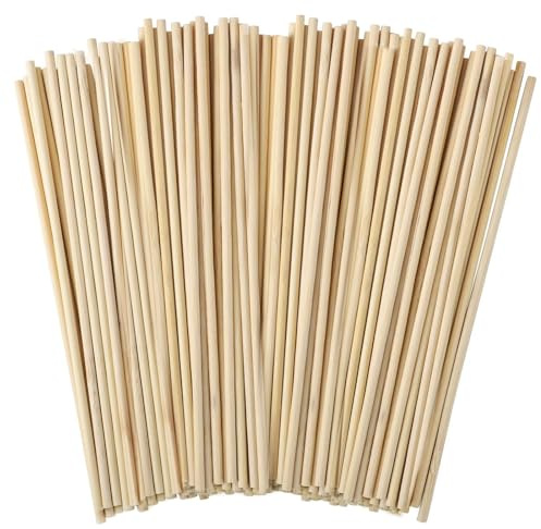 Holzstäbchen zum Basteln 100 Stück Zuckerwatte Stäbe Bastel Rundholz Holzstäbchen Bambusstäbe Holzstäbe zum Basteln 300mm x 3mm