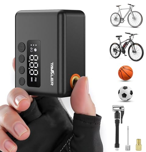 Tavaler Mini Fahrradpumpe Elektrisch | Elektrische Fahrradpumpe Akku mit Manometer | 130PSI Mini Kompressor Fahrrad für Rennrad, E-Bike, Mountainbike, Citybike