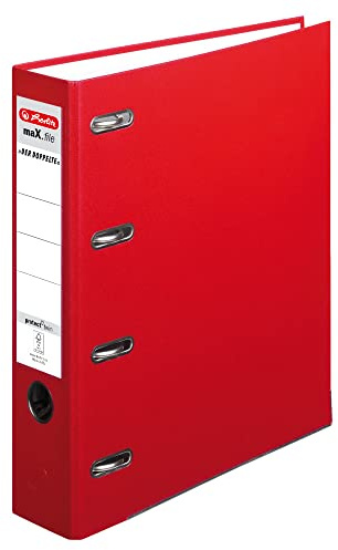 Herlitz 10842276 Doppelordner maX.file protect A4 blau FSC Mixed (1 Stück, rot)