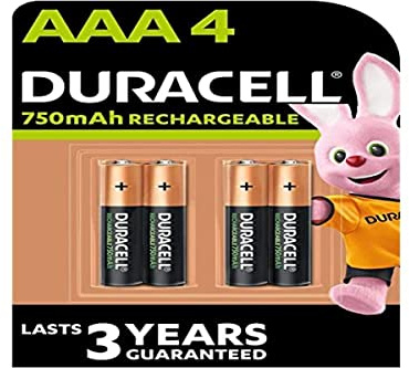 Duracell Wiederaufladbare Batterien AAA 1.2 Volt – 750 mAh (R03), 4 Stück