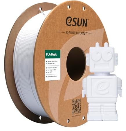 eSUN PLA Filament 1.75mm, PLA Basic 3D Drucker Filament Maßgenauigkeit +/- 0.03mm, 1KG Spule (2.2 LBS) Super Speedy PLA Filament für 3D Drucker, Kühles Weiß