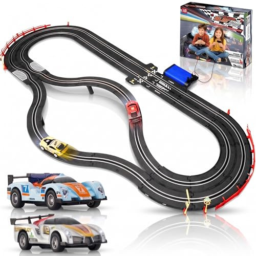 Slotcar Rennbahn Sets - Slotcars, Rennbahnen & Zubehör Elektrische Renn Bahn, Elektrische Carrerabahn für Mädchen & Jungen im Alter von 8-12 Jahren, Maßstab 1:43