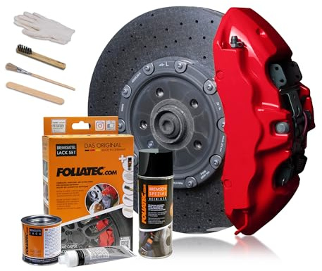 Foliatec Bremssattel Lack Set, Hitzebeständig, Komplettsatz für 4 Bremssättel, Racing Rosso, 7-teiliges Set
