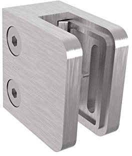 Sellon24® Edelstahl V2A Glashalter Eckig Glasklemme Fuer Glas Halterung Klemmhalter Halter Wand Glasplatte Glasscheiben Befestigung 30x30 mm MOD29 4-8mm 42,4/Flach
