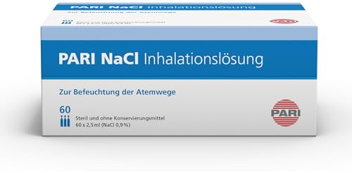 PARI Kochsalzlösung zum Inhalieren für Kinder und Erwachsene – 60 Ampullen á 2,5ml NaCl 0,9 Inhalationslösung - Steril und ohne Konservierungsstoffe
