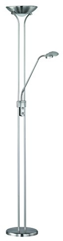 Reality Leuchten Deckenfluter Spock R42292107 in Nickel matt, Fluter inkl. 20 Watt LED, Lesearm inkl. 5 Watt LED, Fluter und Lesearm getrennt schaltbar, Höhe180cm