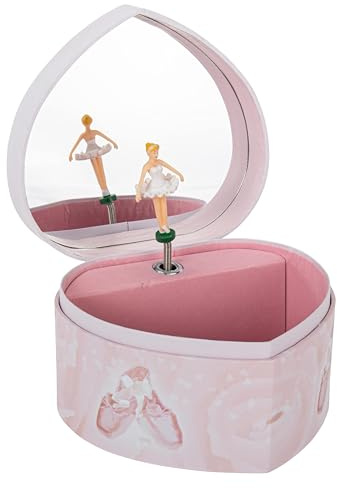 Trousselier 6230974 Musikspieluhr in Herz-Form, Ballerina, nachtleuchtend | Spieldose für Kinder