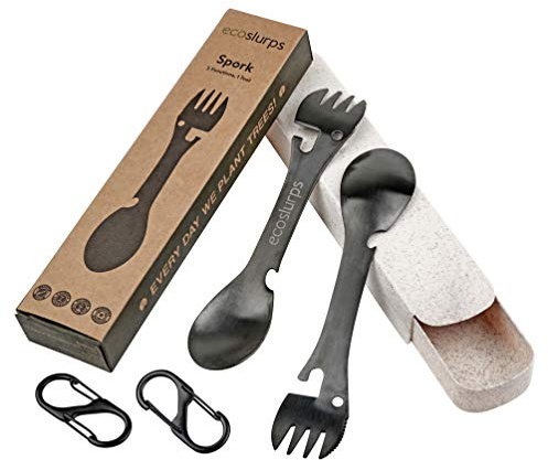 EcoSlurps Sporks mit Etui und Trageclip | Titan Camping Besteck fit für Papa| göffel | Löffel | Umweltfreundlicher Baum mit Verkauf gepflanzt (2 Spork)