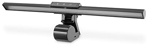 DIGITUS LED Monitor-Leuchte – 250 Lumen – Dimmbar – 5 Helligkeitsstufen | Einstellbare Farbtemperatur – Klemmbefestigung – Light Bar – Schreibtischlampe Bildschirmlampe – Schwarz