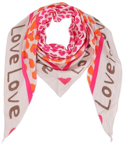 Damen Musselin Halstuch Made in Italy mit Leo Love Paisley Happy– Leichtes Dreieckstuch für Frühling & Sommer, Baumwolle, ca.195x85 cm