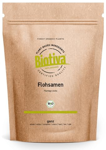 Flohsamen Bio 1kg, ganz - 1000g - 99% Reinheit - Laktosefrei, Glutenfrei, vegan - Abgefüllt und kontrolliert in Deutschland (DE-ÖKO-005)
