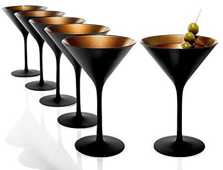 Stölzle Lausitz 1400025EL098 ELEMENTS Cocktailschale, Glas, 240 milliliters(6er pack), Schwarz-bronze