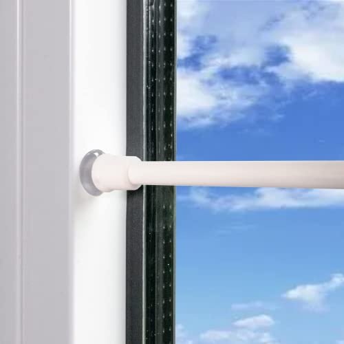 2 Stücke Gardinenstange ohne bohren, Klemmstange für Gardinen, Gardinenstange Ausziehbar Mini Spannstange mit Saugnäpfen und Schrauben, für Schränke Fenster Bücherregal - Weiß (30-45CM)