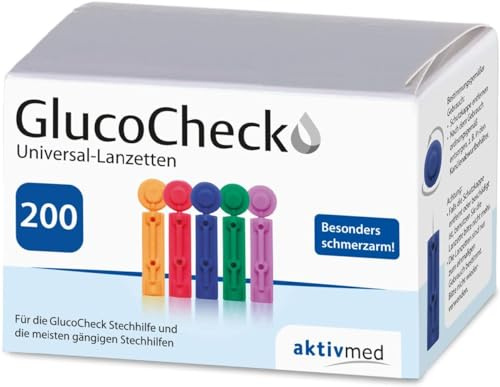 GlucoCheck Universal-Lanzetten 200 Stück – Sterile Blutlanzetten für schmerzarme Blutentnahme | Passend für alle gängigen Stechhilfen