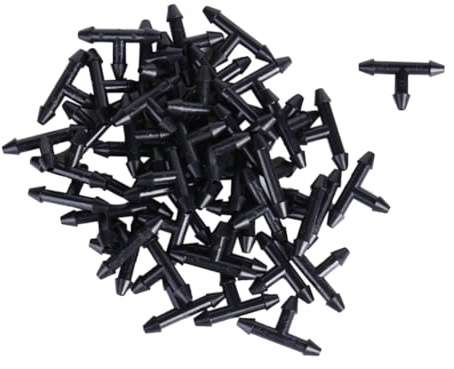 50Pcs 3/5mm Bewässerung Sprinkler T-Stück Schlauchverbinder für Bewässerungsschlauch Gartenschlauch, Mikro-Tropfbewässerung