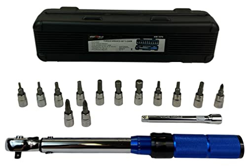 Kraftwelle Drehmomentschlüssel Set Fahrrad & Motorrad 1/4 Zoll Antrieb mit Umschaltknarre, Messbereich 2-24 NM Präzisionswerkzeug inkl. Hex & Torx und PH Bits ± 3% Fehlergenauigkeit